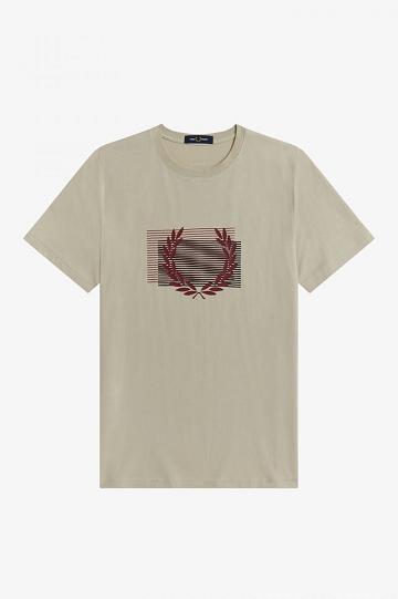 White Fred Perry Glitch Graphic Men's T Shirts | PH 1676RVDW